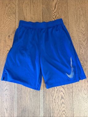Nike boys Blue Athletic Mesh Shorts with Swoosh